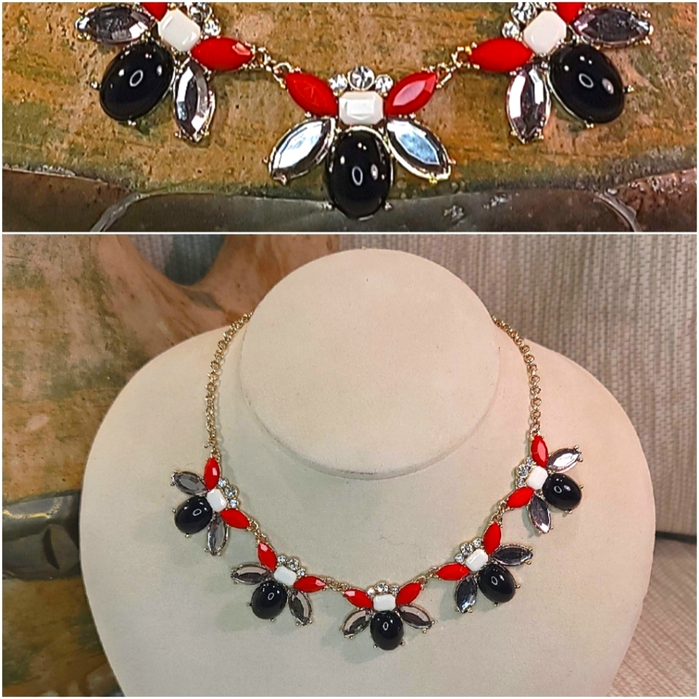 Red, white and black "bee" necklace